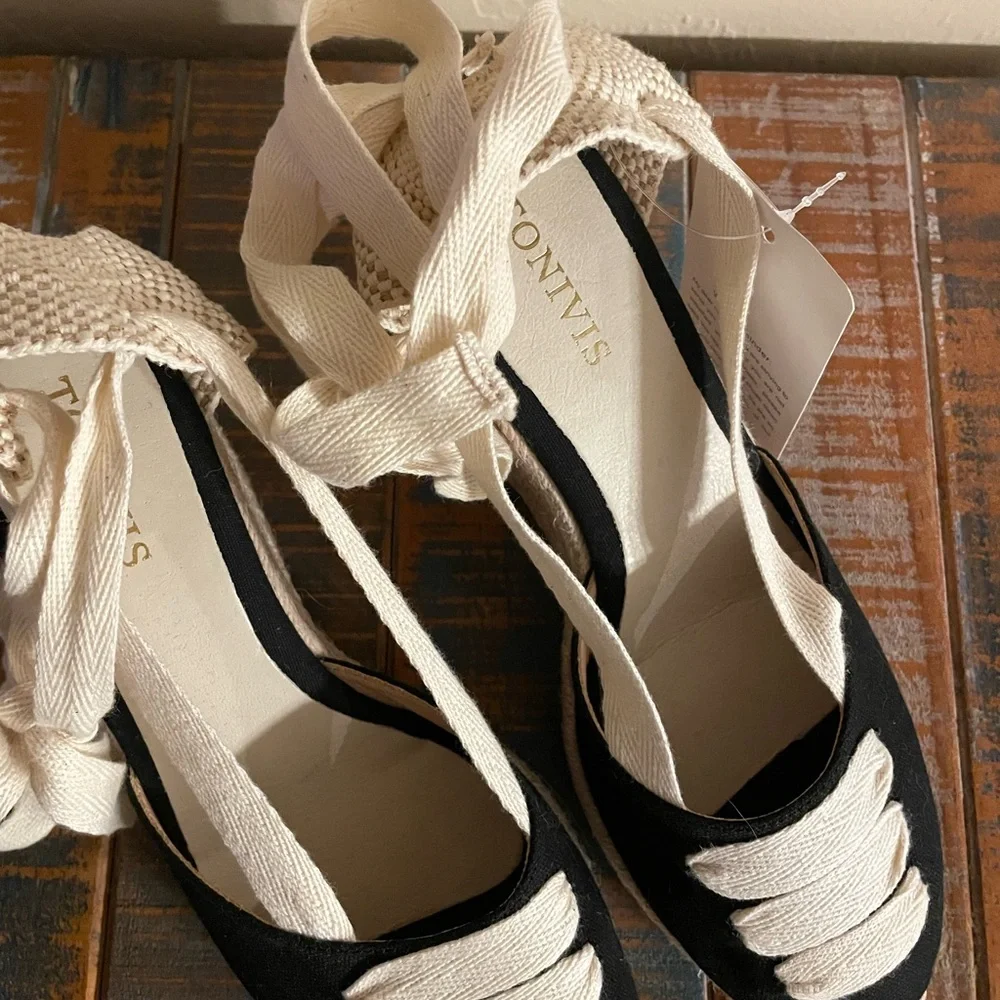 Stylish Black and Cream Espadrilles
